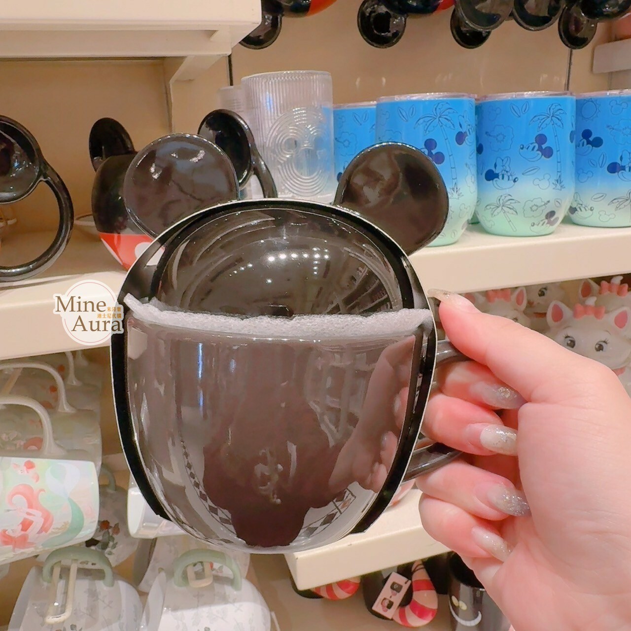 米奇 Mickey 米奇頭 立體杯蓋 附蓋 黑灰色 馬克杯 水杯 -香港迪士尼樂園