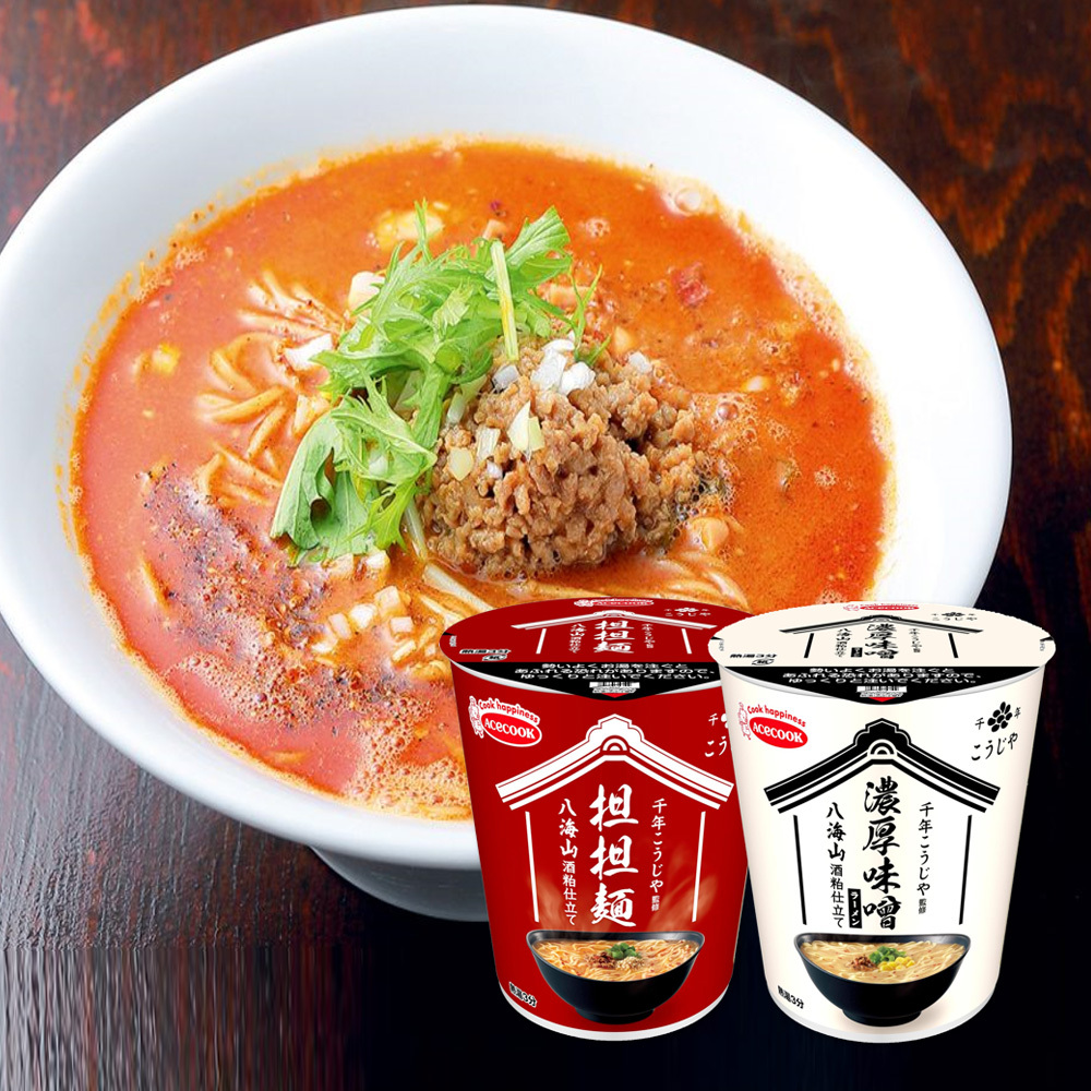 日本 小豬 千年麴屋監修 八海山酒糟 杯麵 63g 濃厚味噌 / 擔擔麵