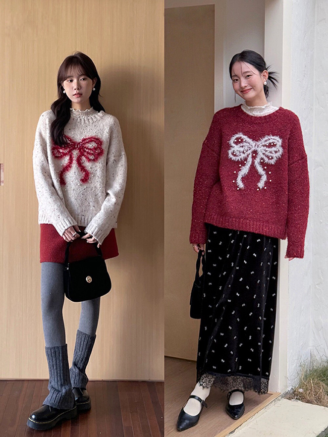 💝實拍蝴蝶結毛衣-剩紅售完不補