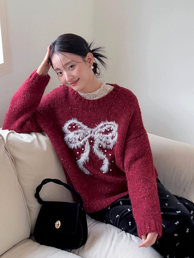 💝實拍蝴蝶結毛衣-剩紅售完不補