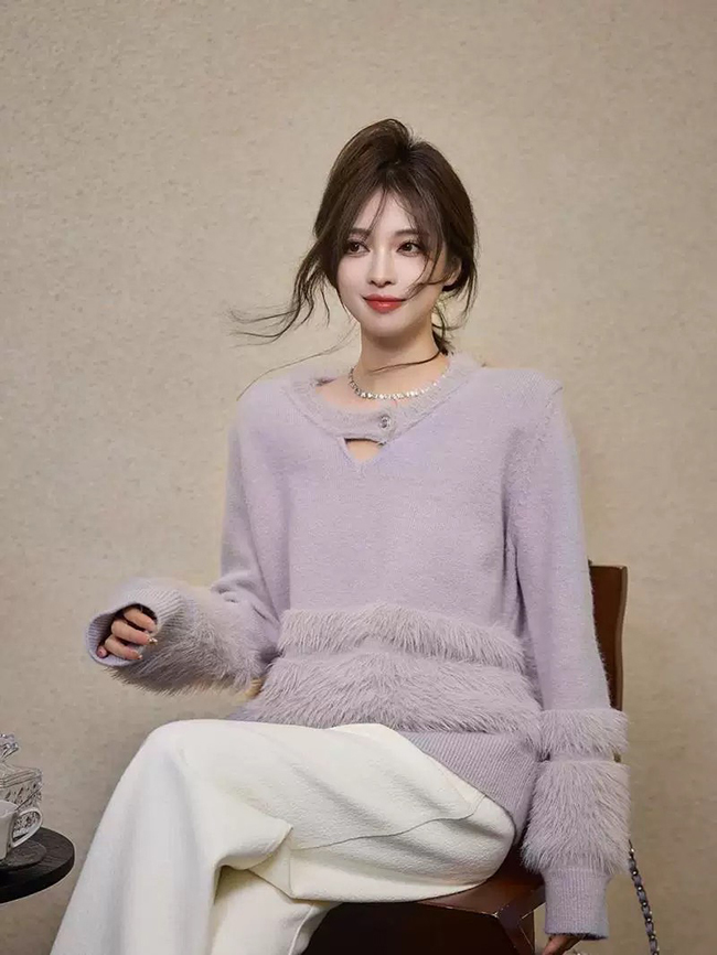 💝實拍粉嫩顯白薄毛衣-一色現貨