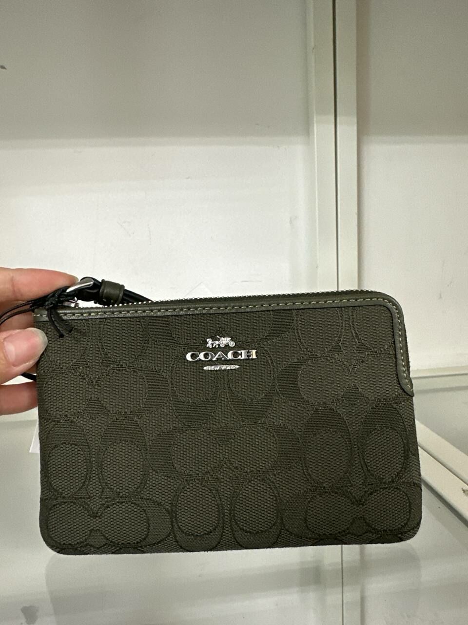 [S] COACH CW862 CRN ZIP SIG JACQUARD,SV/OLIVE DRAB/OLIVE DRAB, 196395551583 (SCO1036)