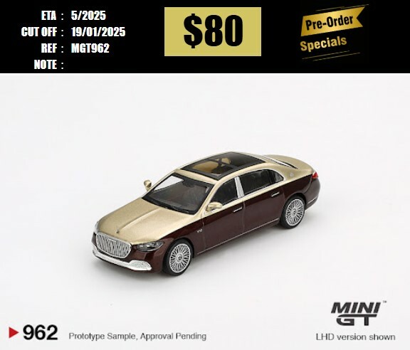 PO-$80 * MINI GT * 1:64 #962 MERCEDES BENZ S680 GOLD/DARK RED METALLIC RHD [OD04/01]