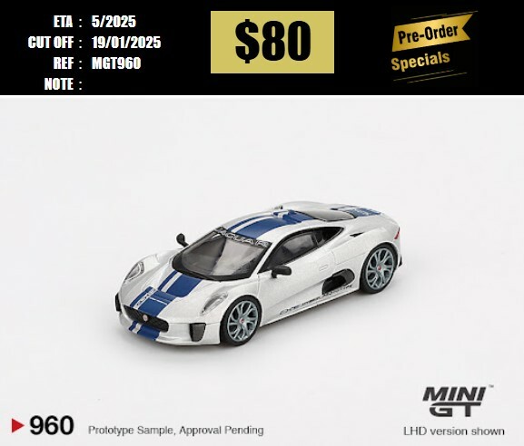 PO-$80 * MINI GT * 1:64 #960 Jaguar C-X75 Silver LHD [OD04/01]