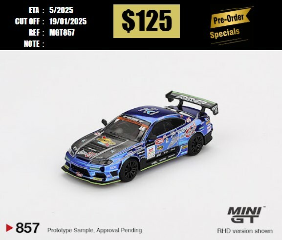 PO-$125 * MINI GT * 1:64 #857 Nissan Silvia (S15) D-MAX #70 D-MAX Racing  2023 D1 Grand Prix RHD/ Blister Packaging [OD04/01]