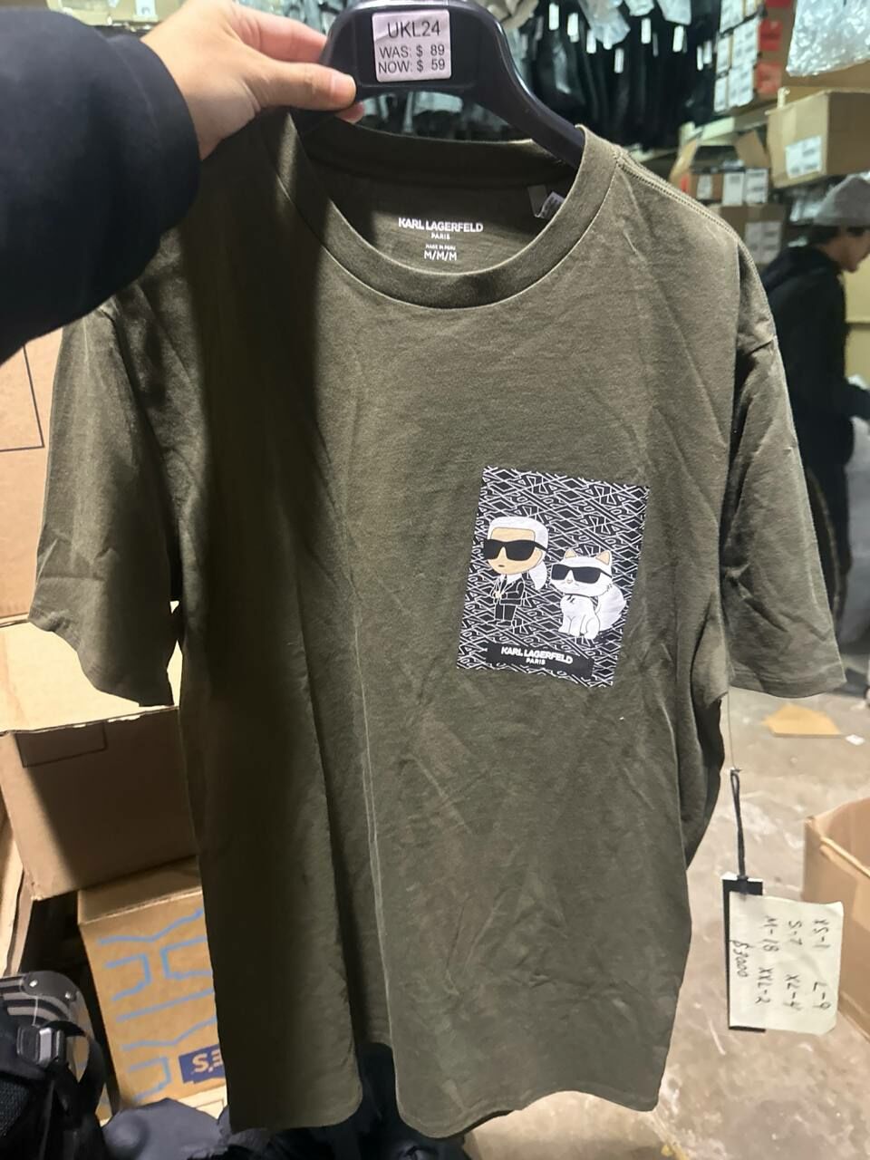 [S] KARL LAGERFELD DUO FAUX POCKET GRAPHIC TEE,FOREST, LM4G2181-FOR (SKL1164)