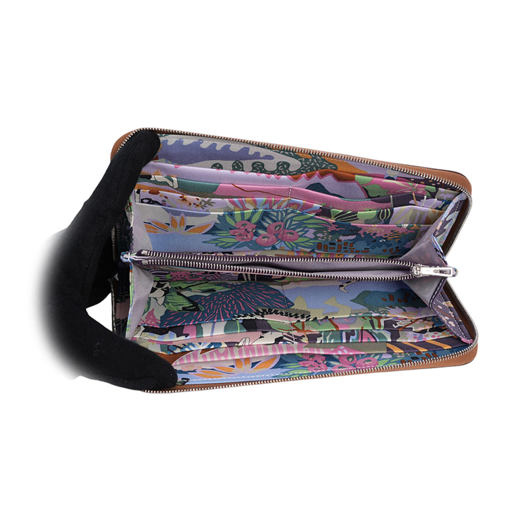 Epsom 皮革自由之城圖案絲巾ㄇ型長夾(金棕色) H084387CKAD