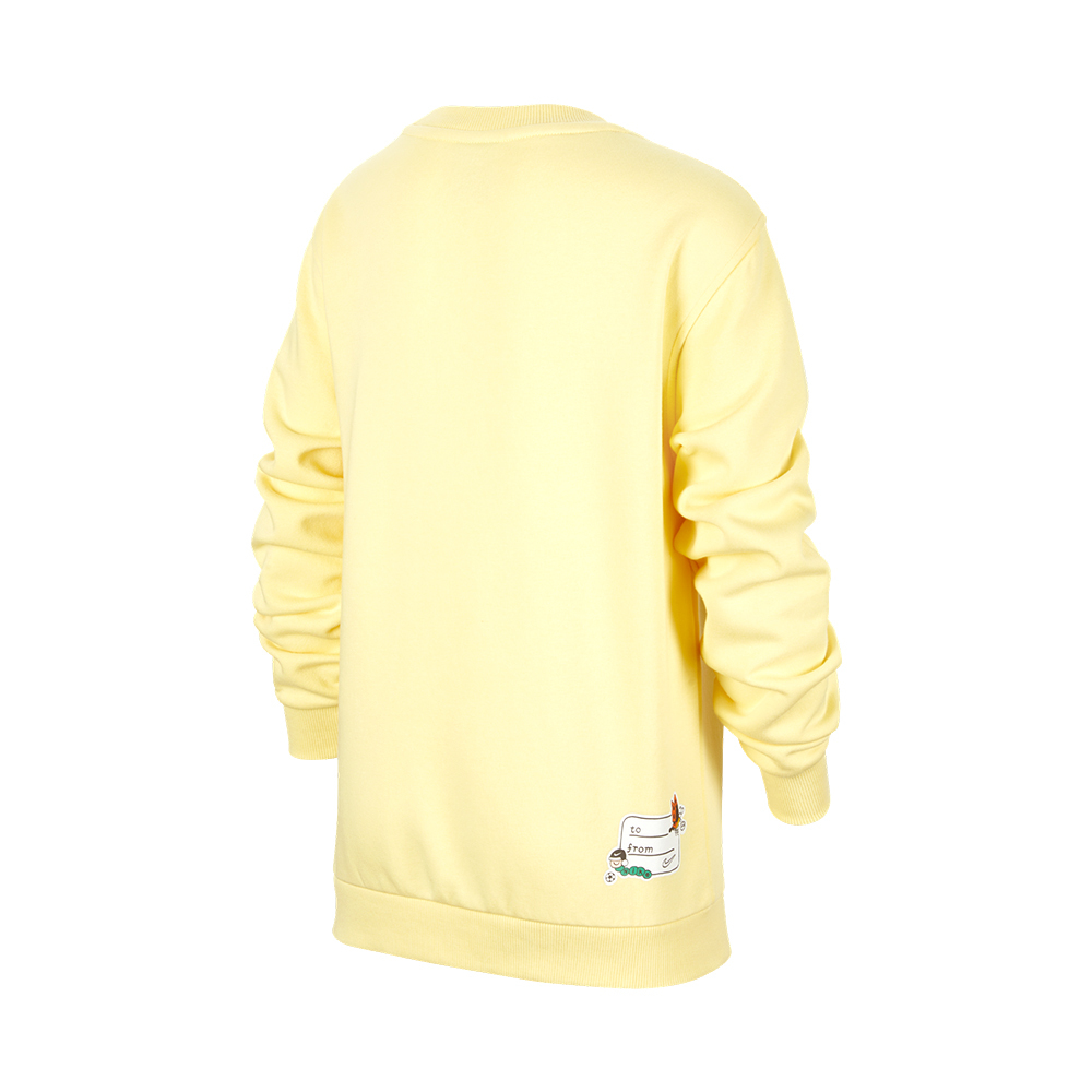 Nike Club FLC Crew LS GCEL 大童 童裝 黃色 運動 磨毛 上衣 長袖 HQ4885-701