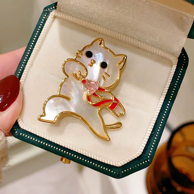 我要努力向上貓貓質感別針-現貨