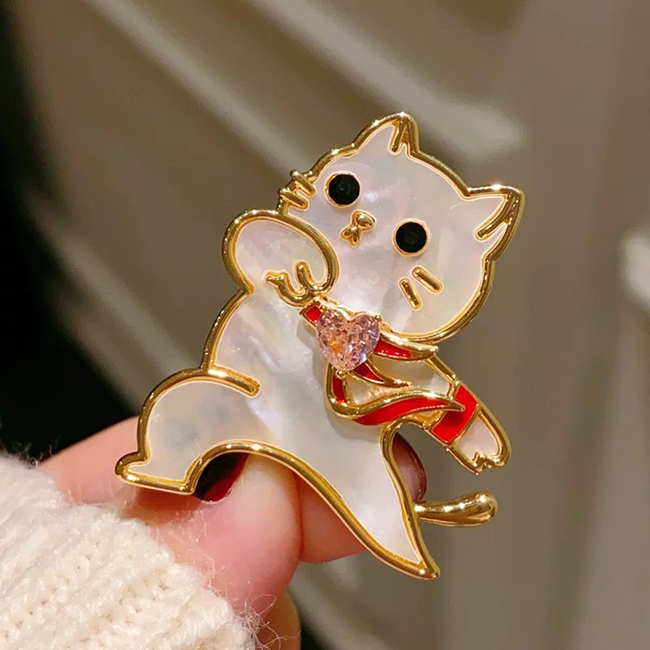 我要努力向上貓貓質感別針-現貨