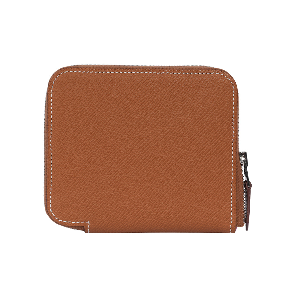 EPSOM皮 絲巾內裡ㄇ型拉鏈短夾(金棕色) H084266CKAA