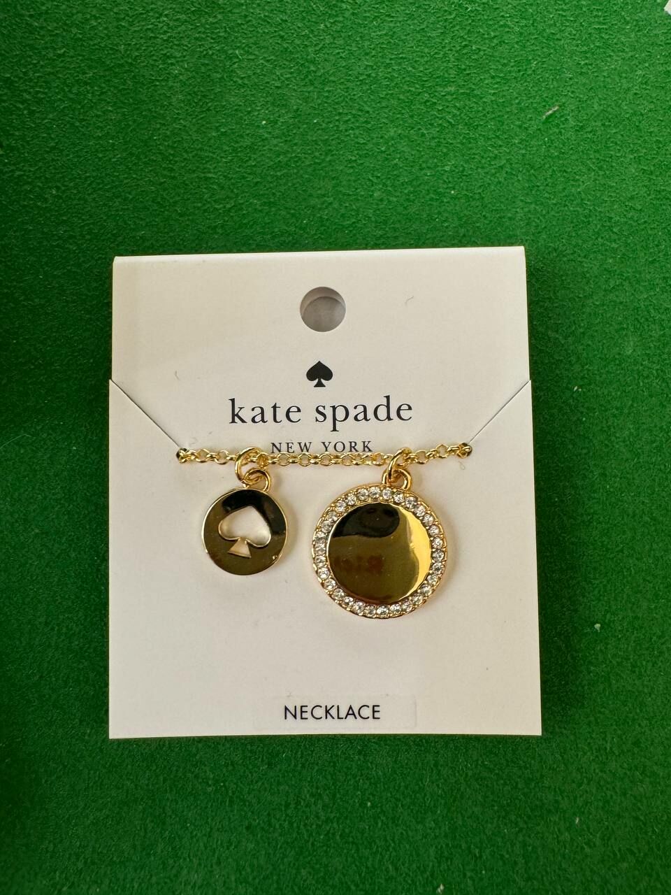 [S] KATE SPADE O0RU2606 SPOT THE SPADE NECKLACE,CLEAR/GOLD, 98686710986 (SKS1542)