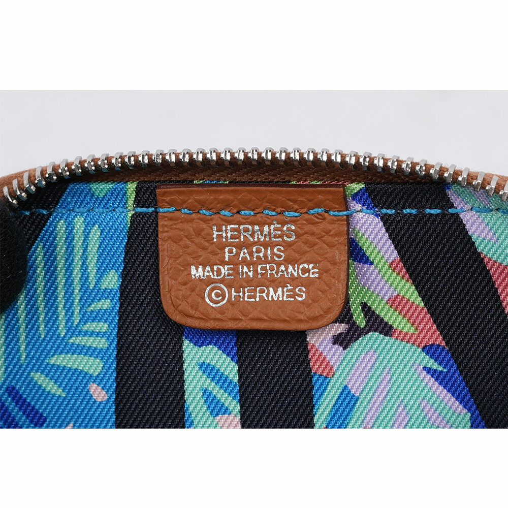 Silk'in Epsom皮 絲巾內裡零錢包(金棕色) H084237CK AE