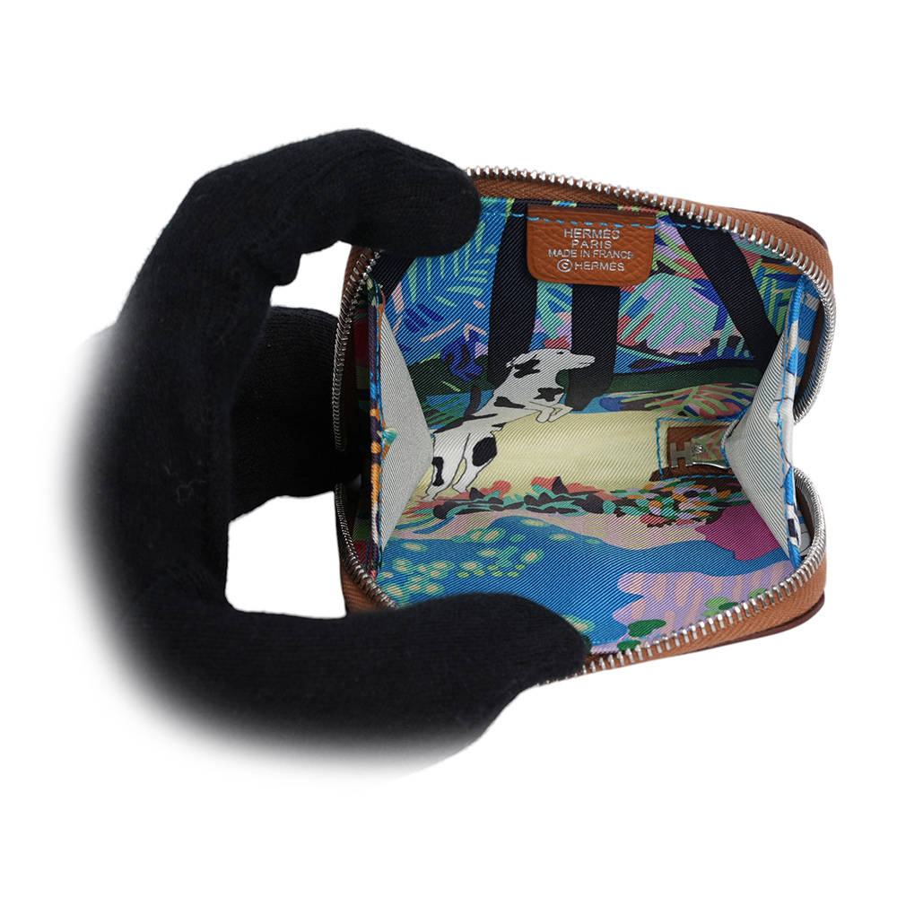 Silk'in Epsom皮 絲巾內裡零錢包(金棕色) H084237CK AE