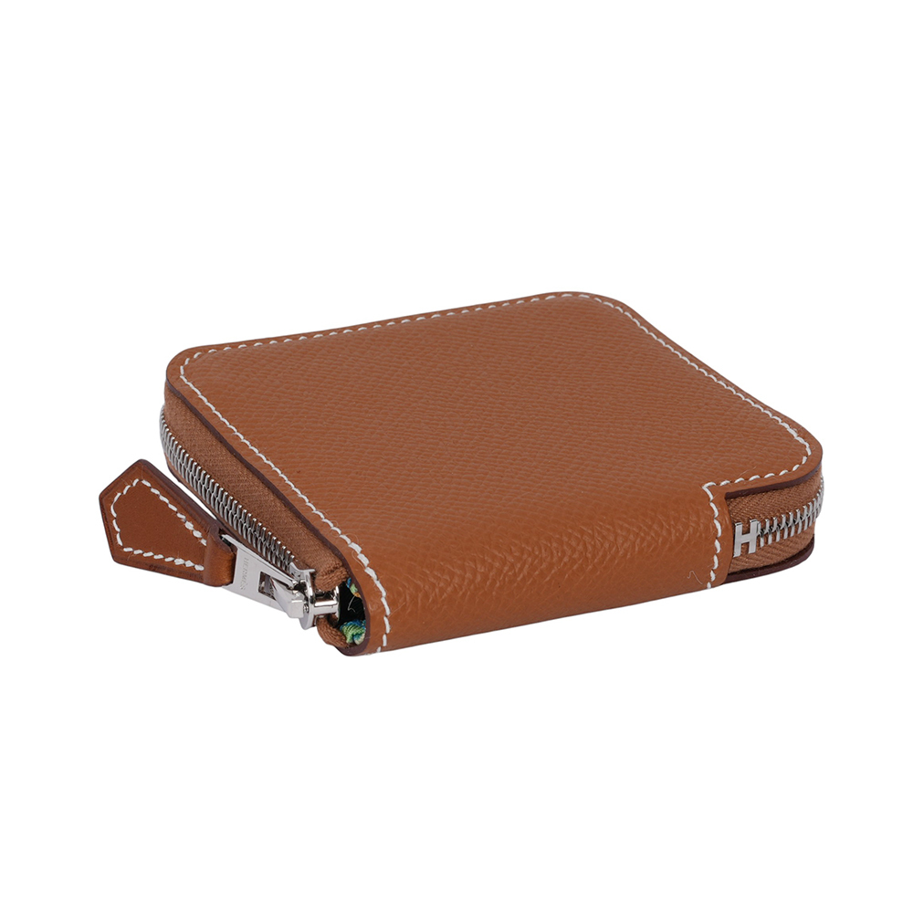 Silk'in Epsom皮 絲巾內裡零錢包(金棕色) H084237CK AE