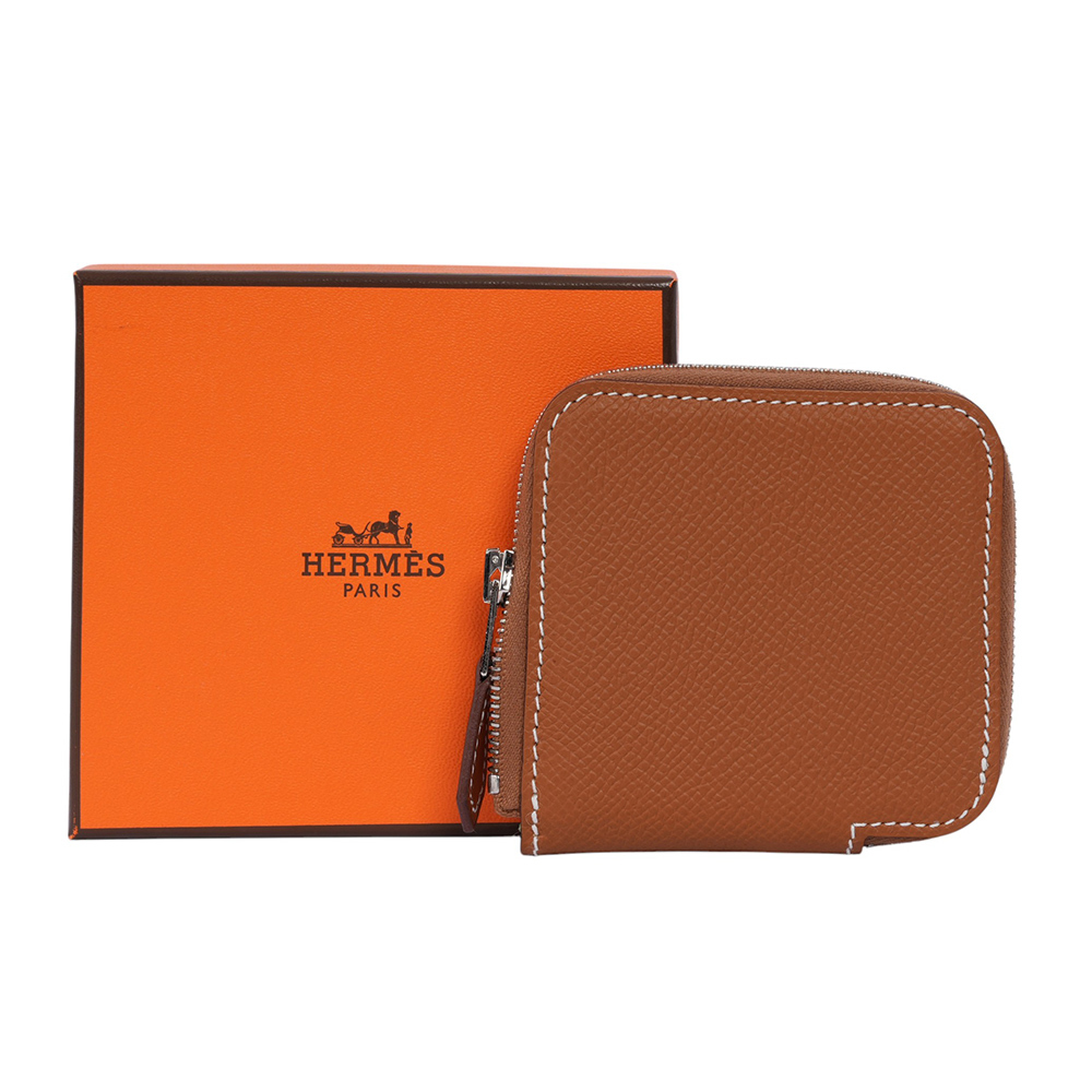 Silk'in Epsom皮 絲巾內裡零錢包(金棕色) H084237CK AE