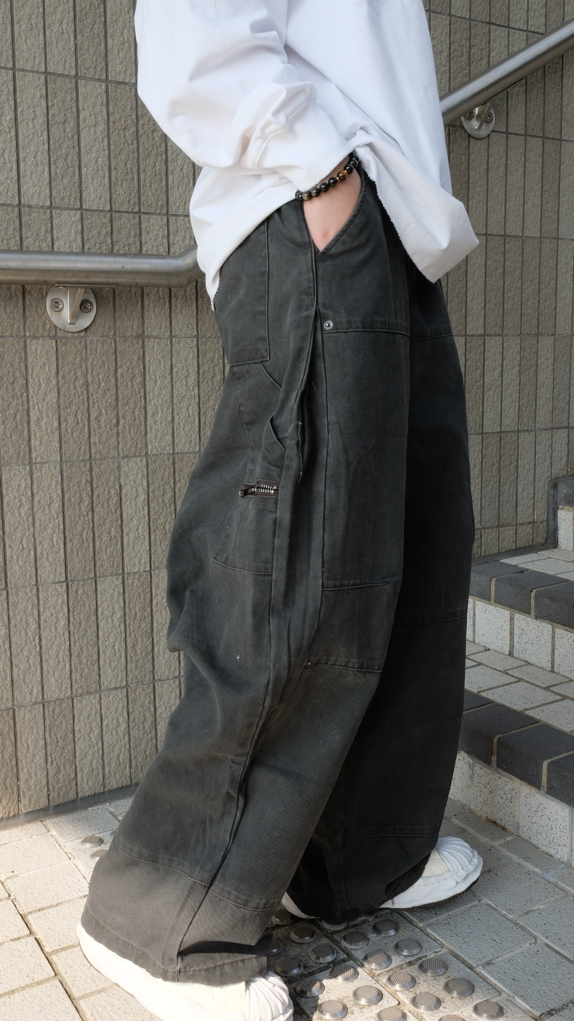 LPT0107 深灰色側開闊褲