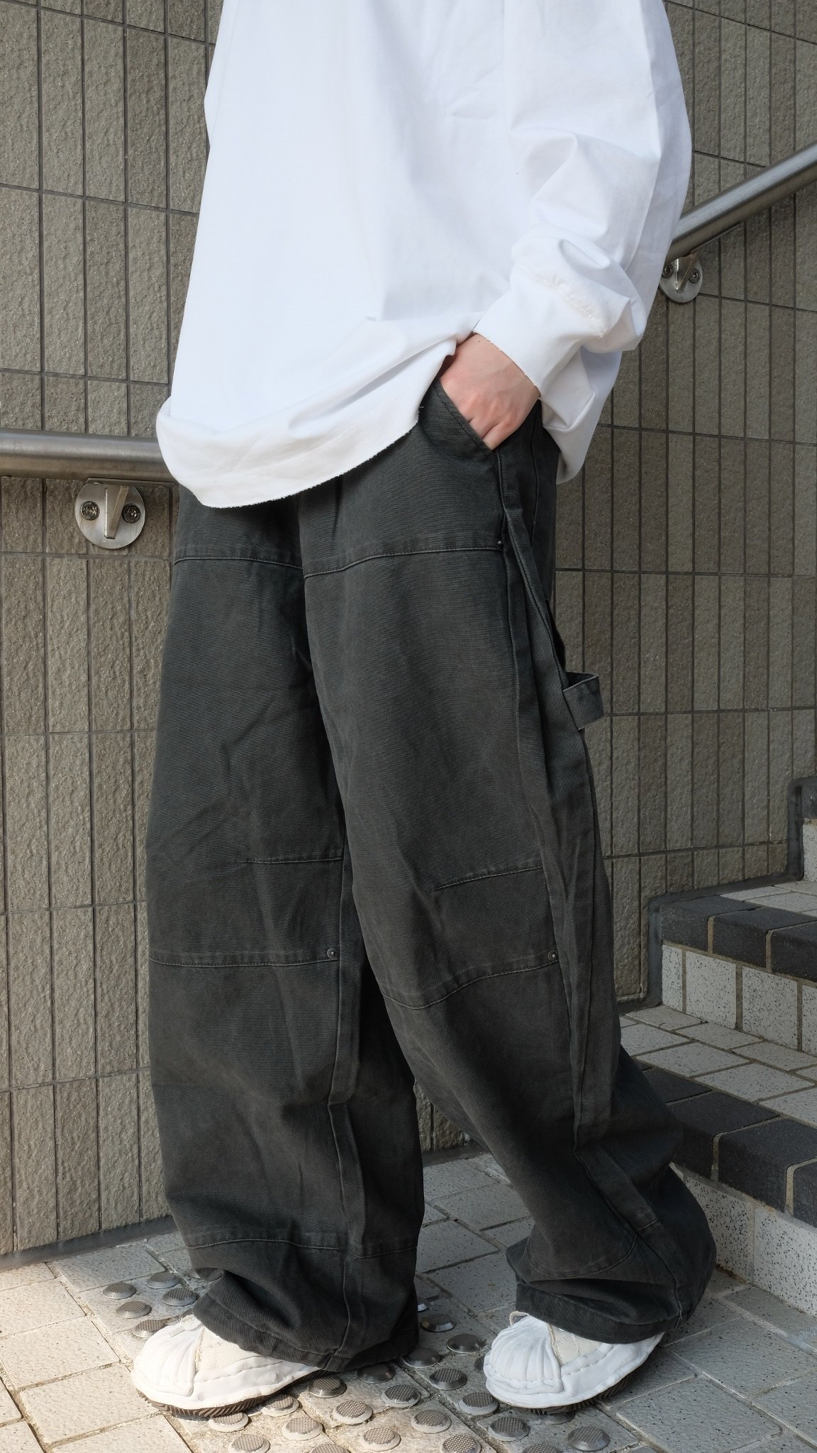 LPT0107 深灰色側開闊褲