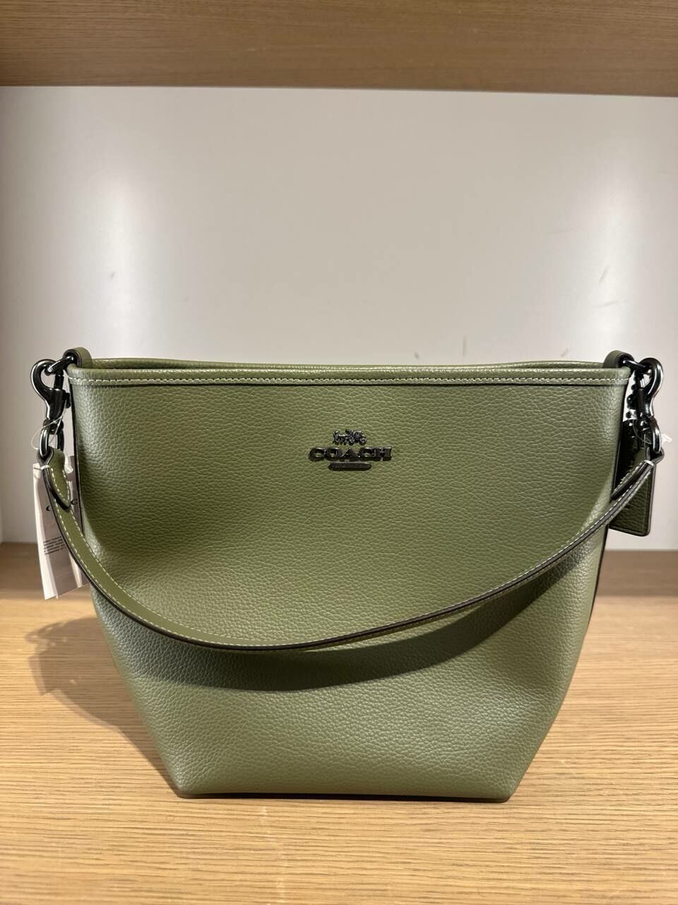 [S] COACH CT801 LEATHER CITY BUCKET BAG,QB/MILITARY GREEN, 196395421848 (SCO1049)