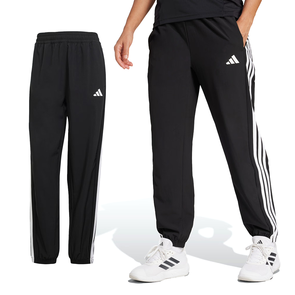 Adidas WE 3S Woven PT 女款 黑白色 運動 休閒 吸濕 排汗 腰部鬆緊 口袋 長褲 JI8313