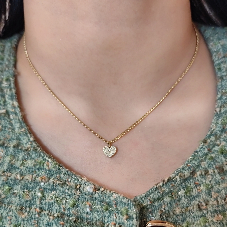 18K黃金鑽石心形頸鏈