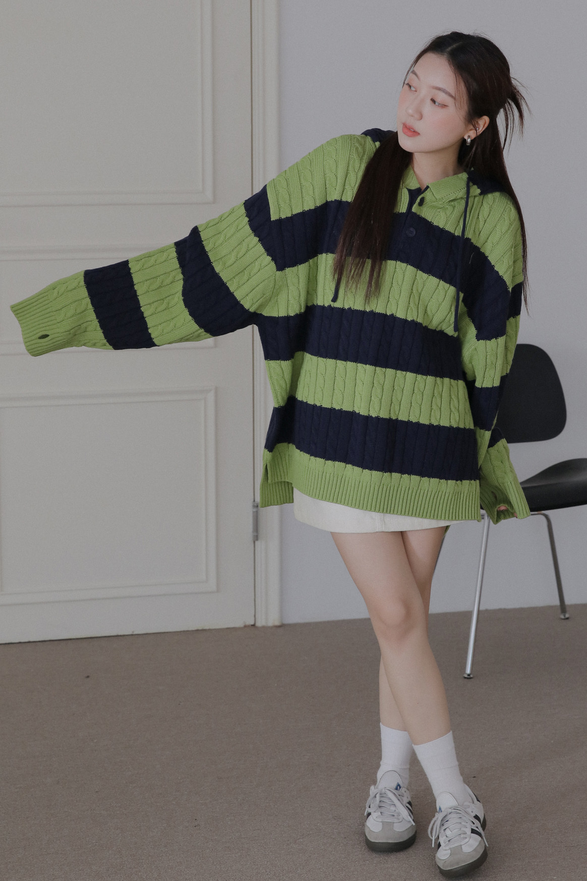 【Unisex】Cable Warmer Knit Hoodie #針織帽T