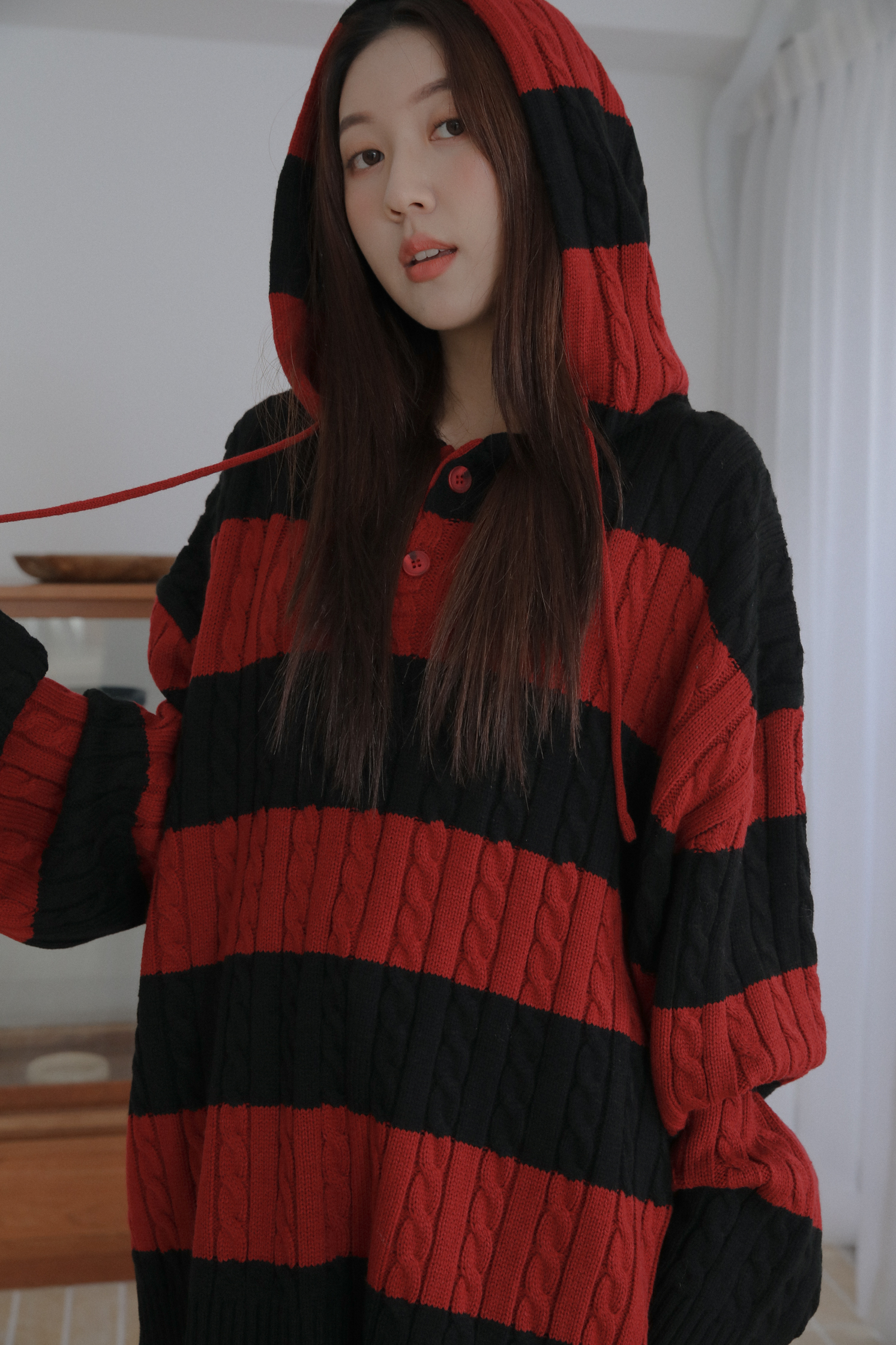 【Unisex】Cable Warmer Knit Hoodie #針織帽T