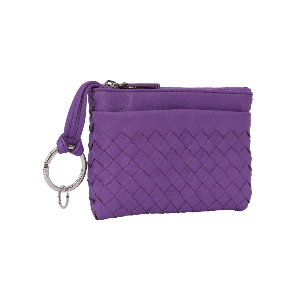 【BOTTEGA VENETA】小羊皮編織拉鍊零錢包/鑰匙包