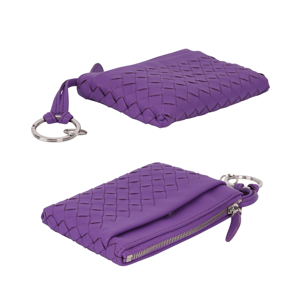 小羊皮編織拉鍊零錢包/鑰匙包(紫色) B04541586I