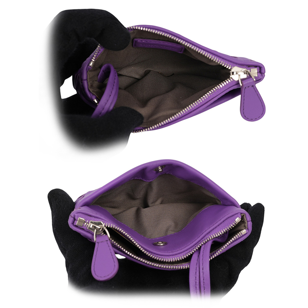 小羊皮編織拉鍊零錢包/鑰匙包(紫色) B04541586I