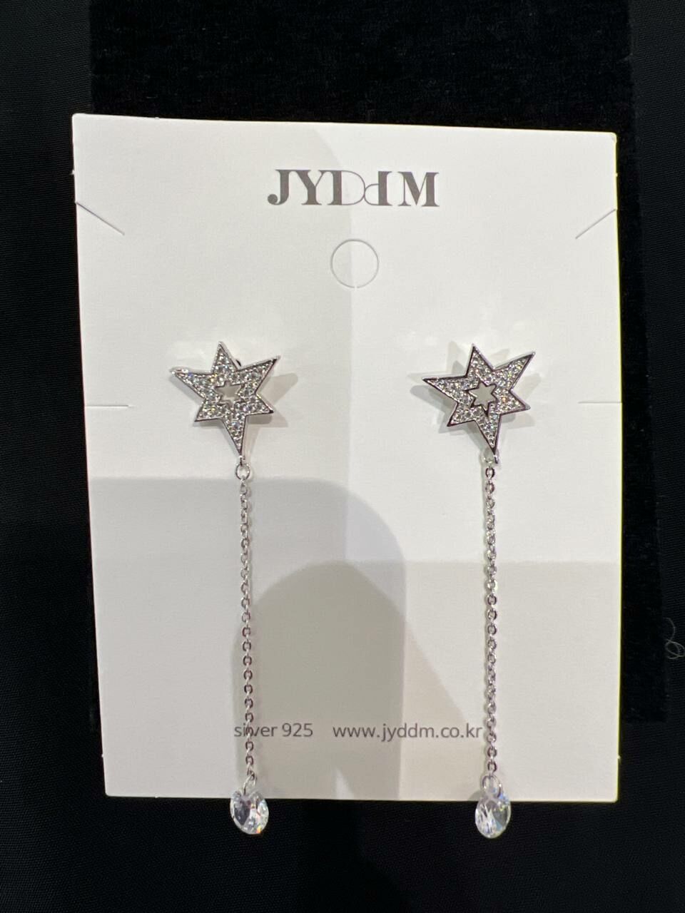[S] JYDDM STARRY LONG DROP EARRINGS,SILVER, EJYS24 204 SLV (SZZ542)