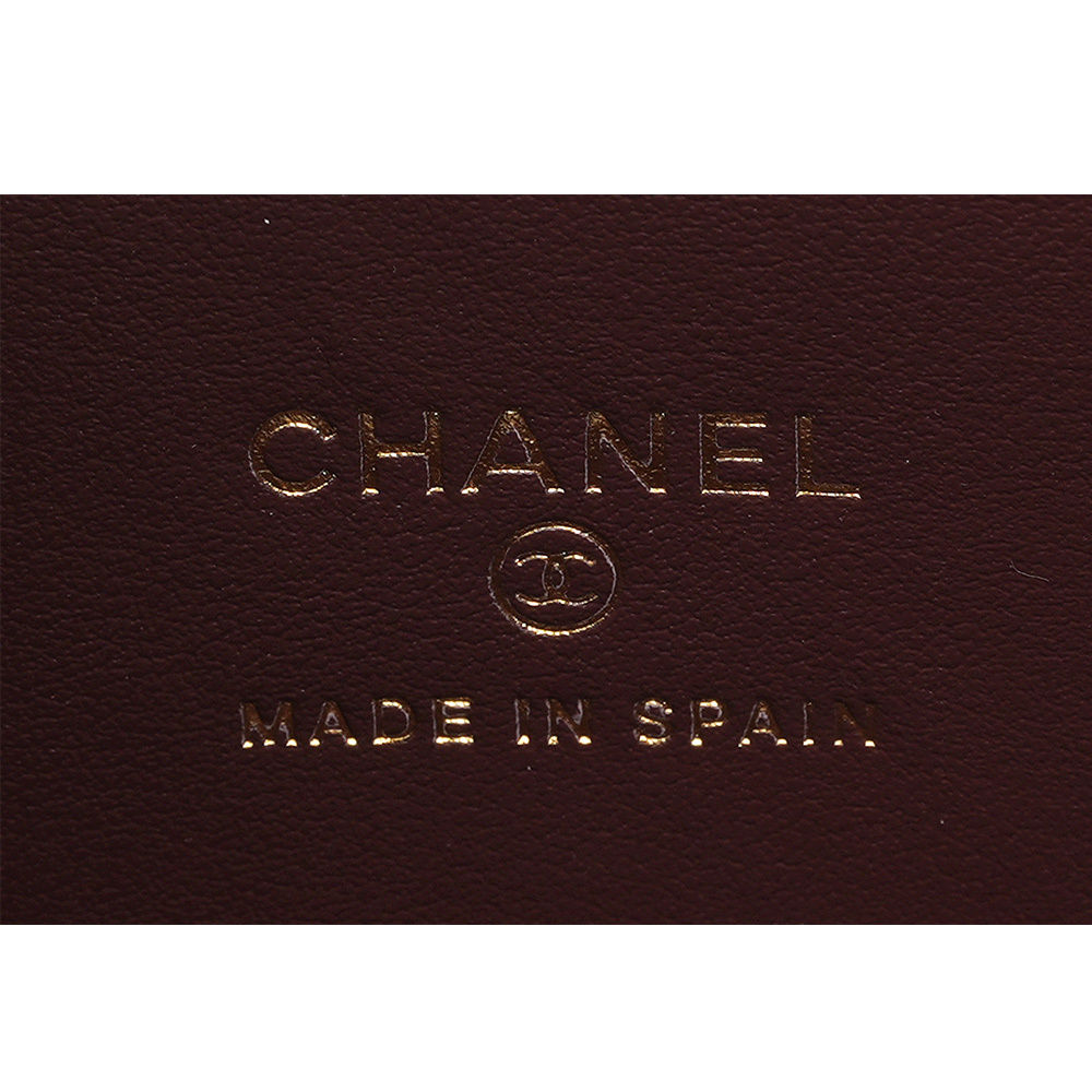 淡金CC Logo 粒紋牛皮ㄇ形拉鍊零錢包/卡夾包(黑色) AP3686 B10583 C3906