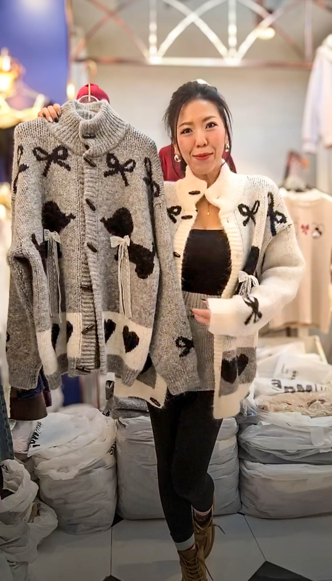 PM_K3510  ▶️蝴蝶結高領針織外套(冬天穿) 👉B:130cm L:70cm👈