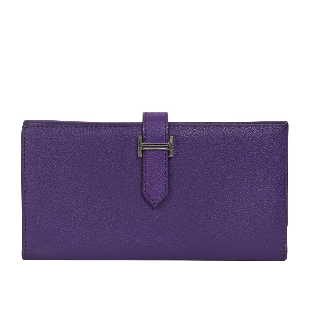 Bearn H Epsom 皮革銀釦皮夾(紫色) 方框O Z.I