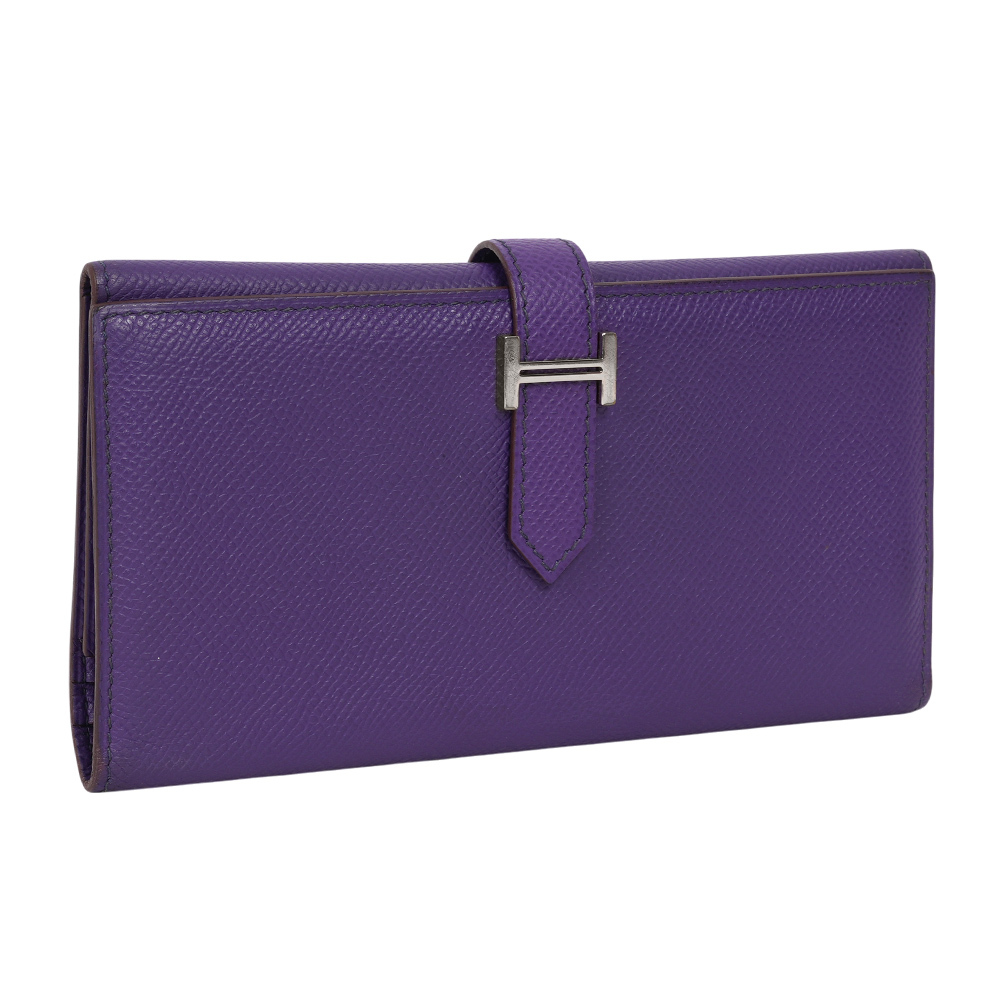 Bearn H Epsom 皮革銀釦皮夾(紫色) 方框O Z.I