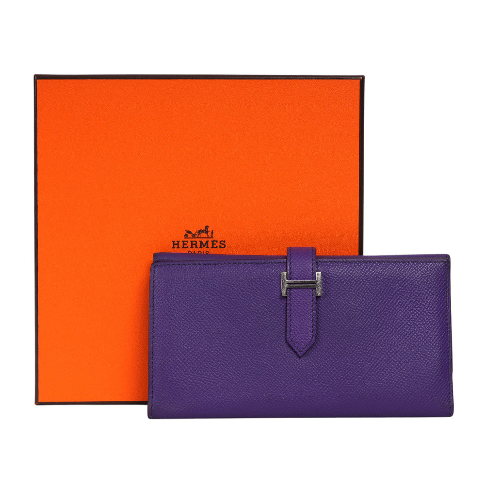 Bearn H Epsom 皮革銀釦皮夾(紫色) 方框O Z.I