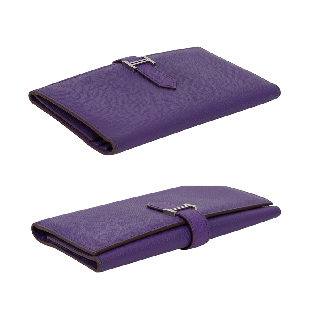 Bearn H Epsom 皮革銀釦皮夾(紫色) 方框O Z.I