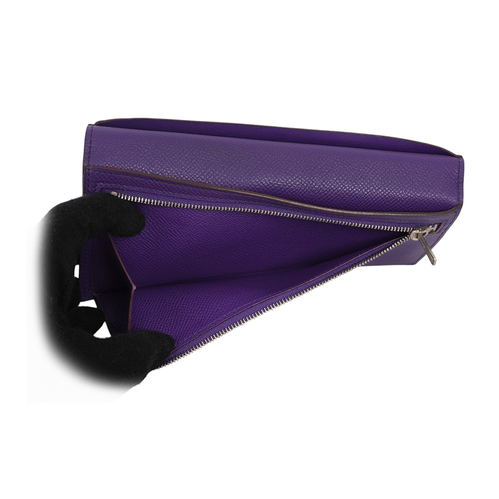 Bearn H Epsom 皮革銀釦皮夾(紫色) 方框O Z.I