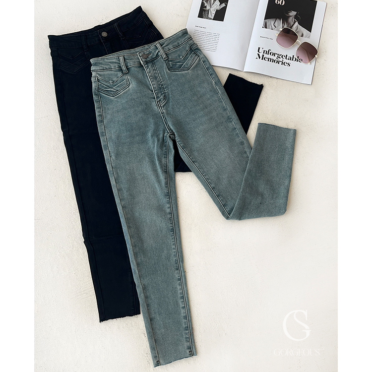 F47 現貨「植絨保暖S瘦牛仔褲」