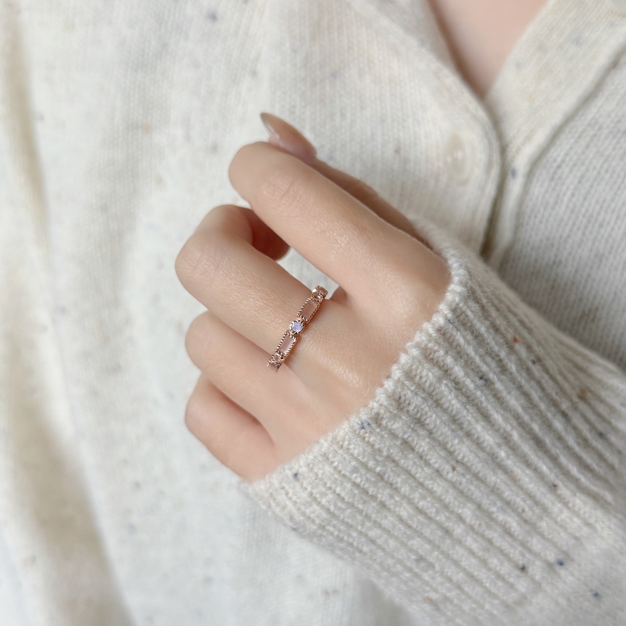 整圈蛋糕長方小圓蜜桃月光戒指