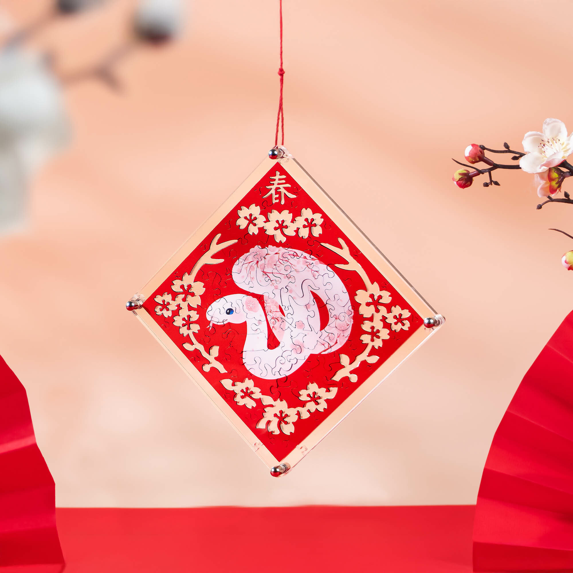 雕花春聯-白蛇 Paper Cutting Spring Couplets-White Snake