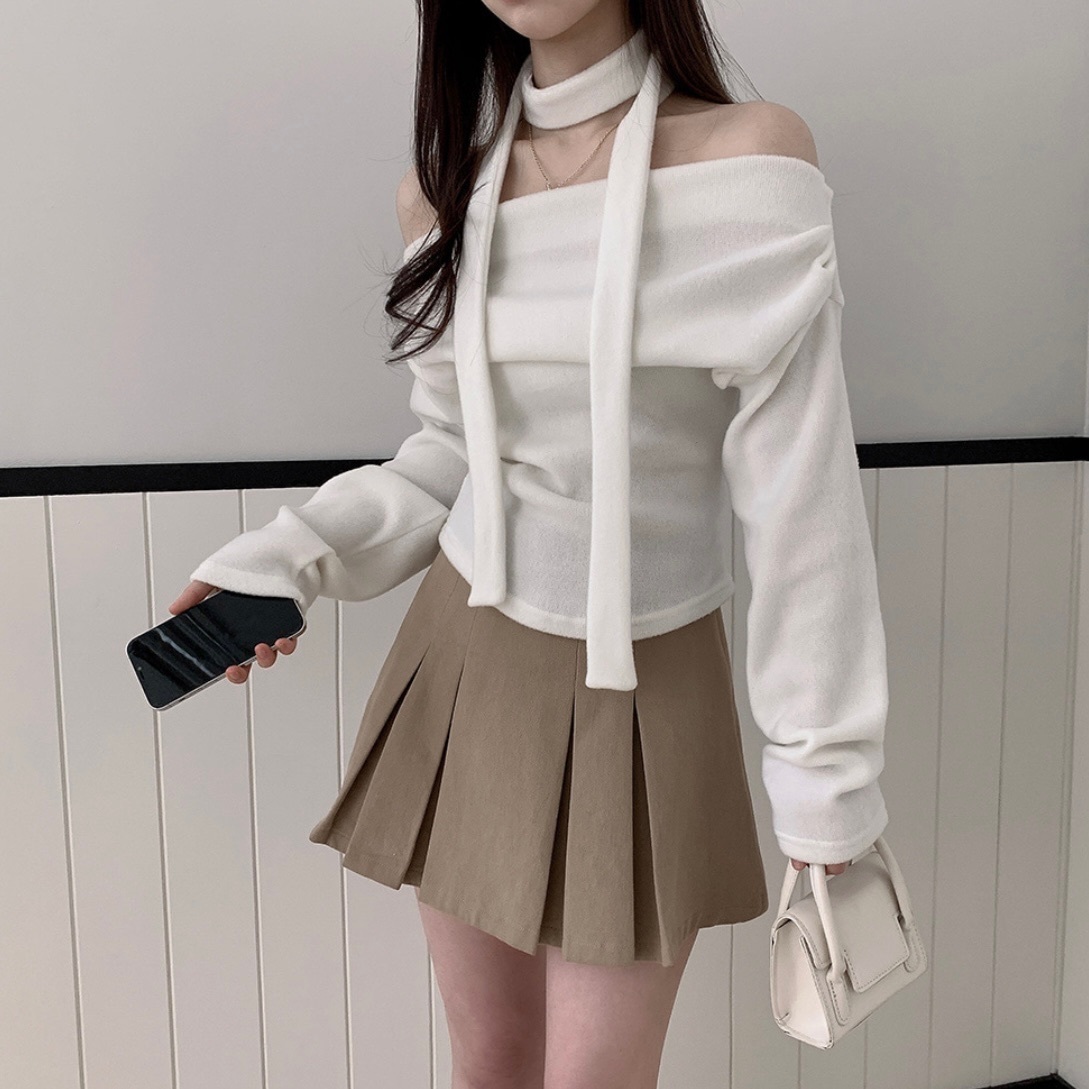 【優惠價現貨】韓國絨款露肩圍巾SET（3色）