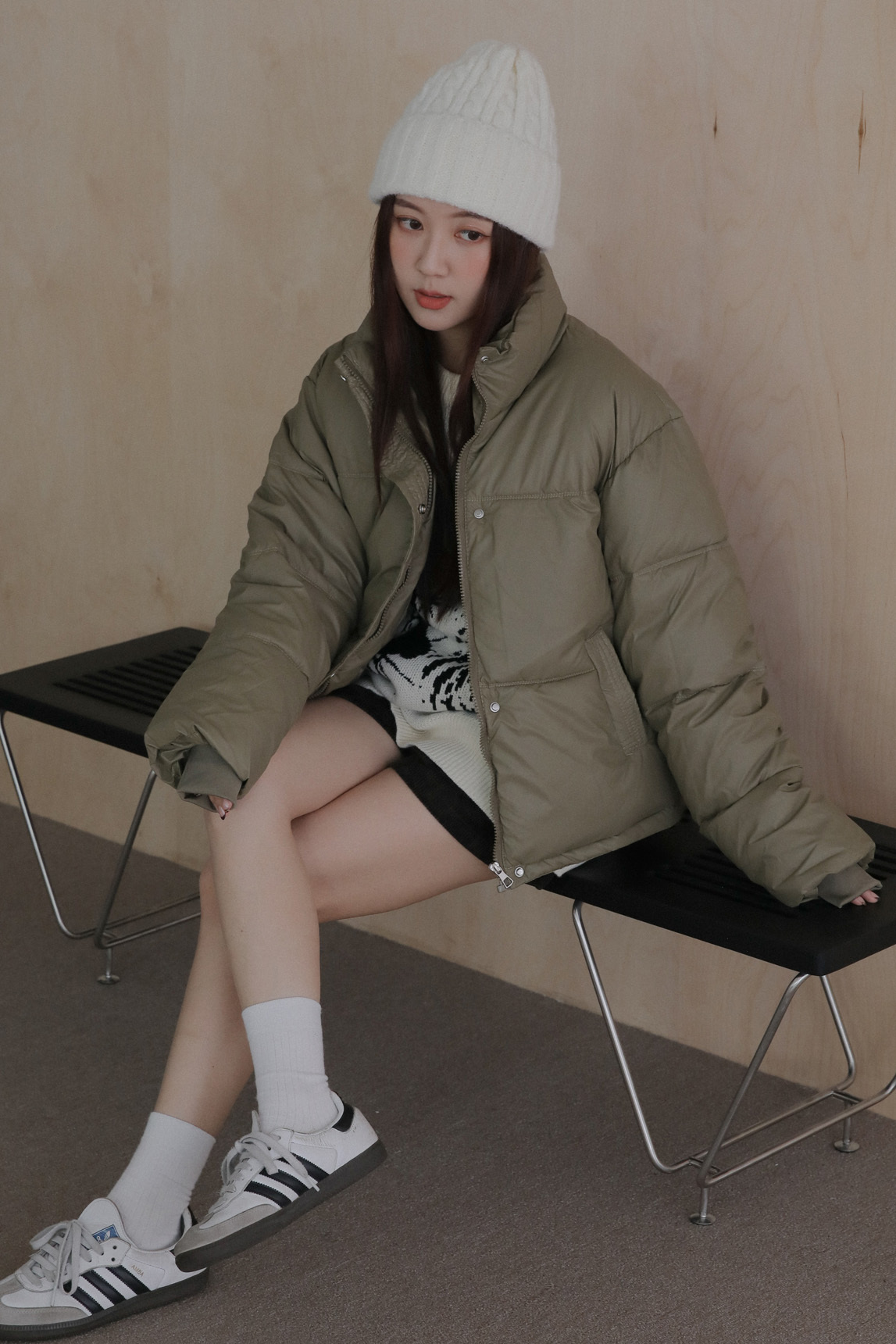 車線口袋短版麵包外套