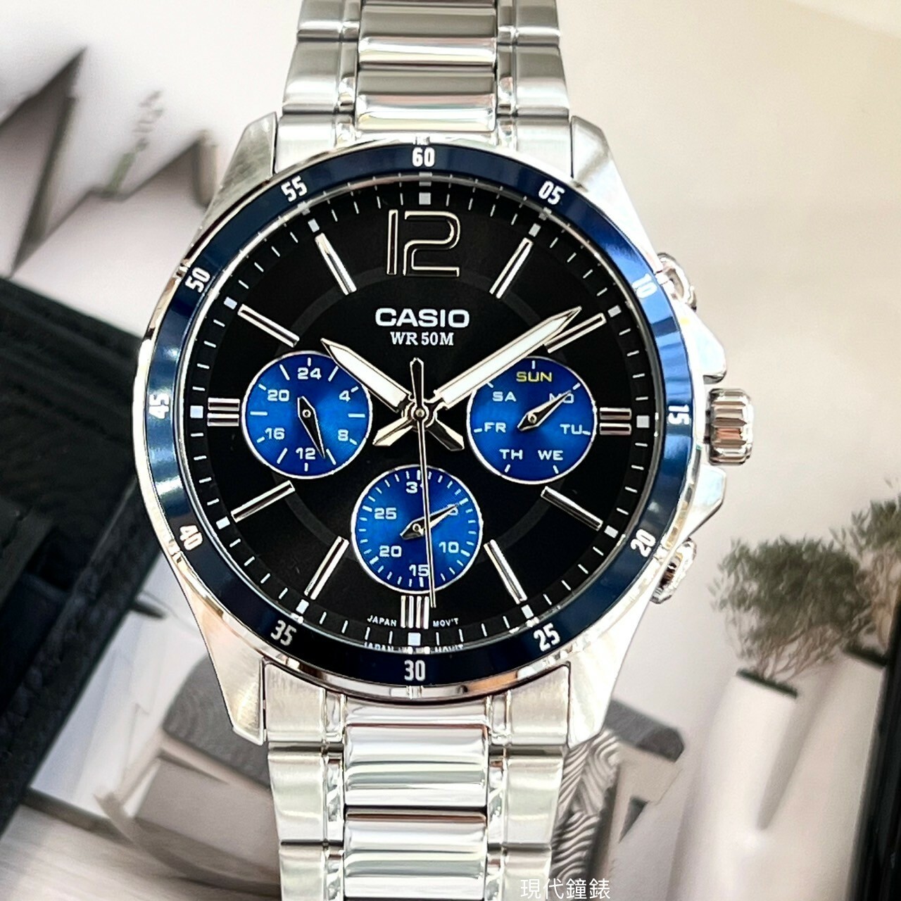 【CASIO 卡西歐】低調紳士三眼不銹鋼男錶 MTP-1374D-2A 43.5mm 現代鐘錶