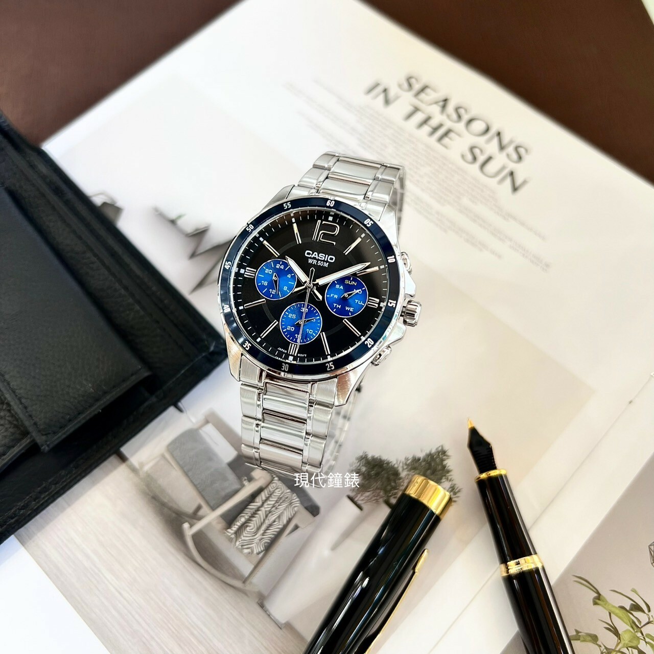 【CASIO 卡西歐】低調紳士三眼不銹鋼男錶 MTP-1374D-2A 43.5mm 現代鐘錶