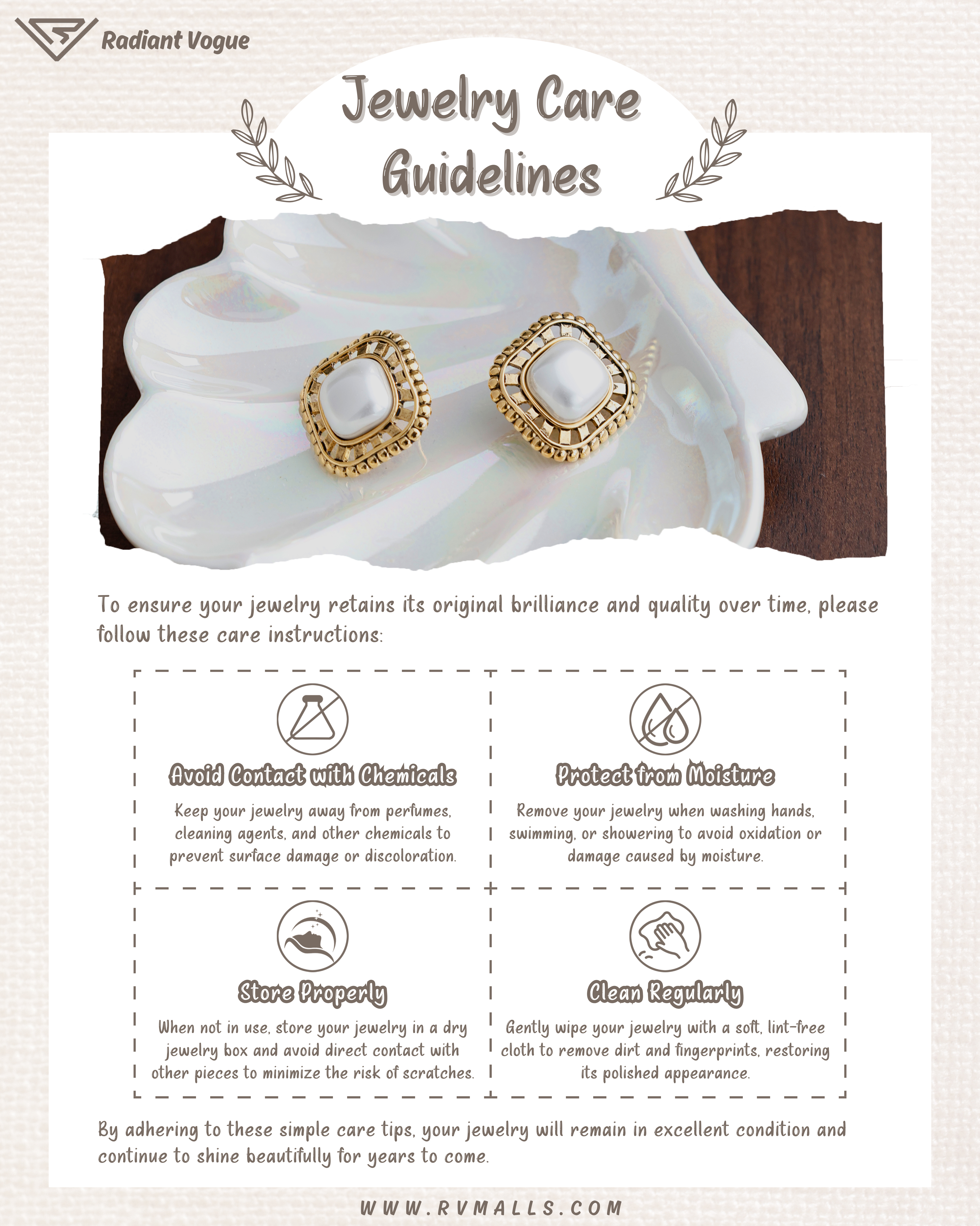 保養復古金框珍珠耳環, 避免化學物質與水分損害, 保持耳環光澤與質感, 適合長期佩戴的護理建議。