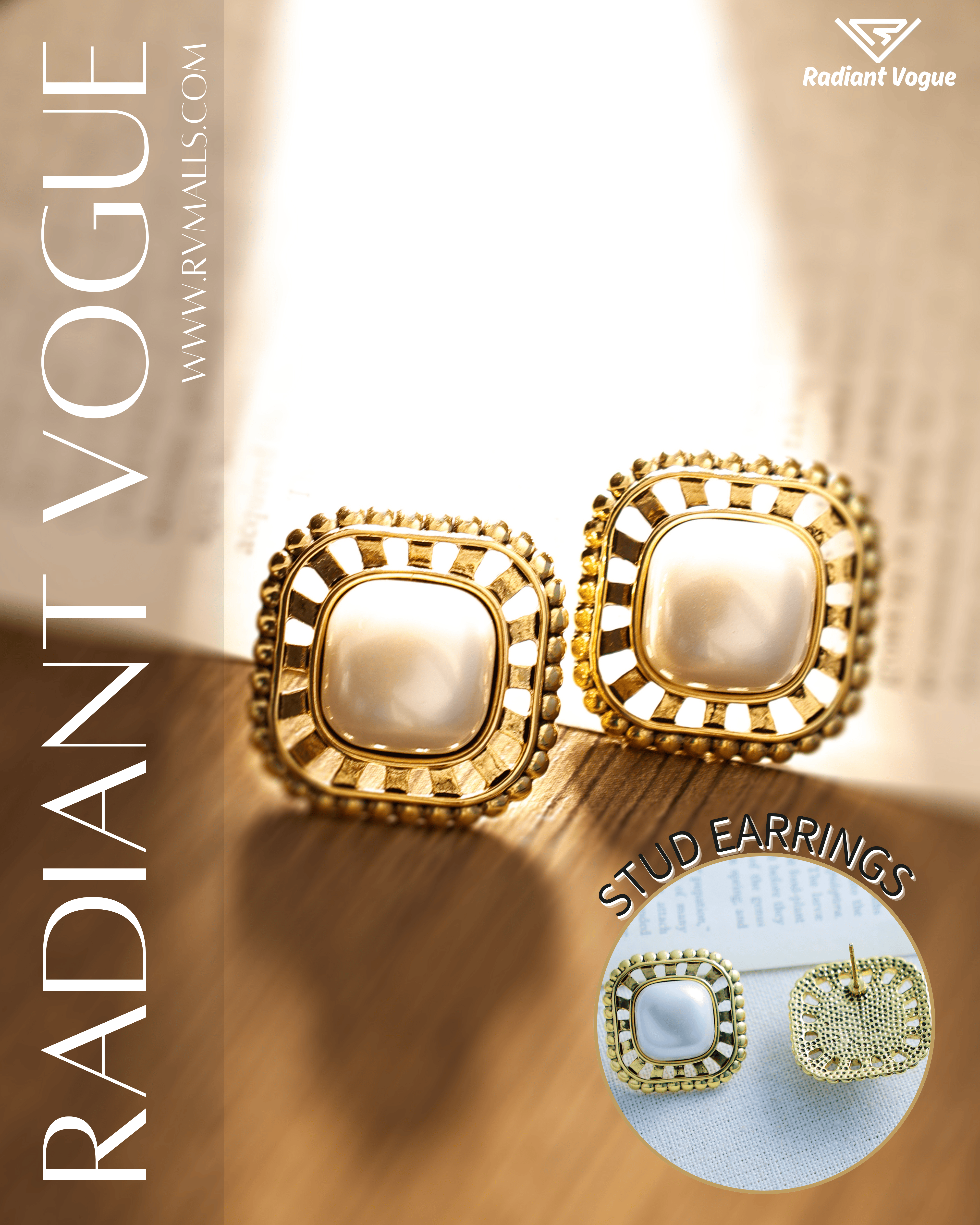 高雅經典設計的金框耳環, 搭配仿珍珠與抗敏材質, 適合日常穿搭與正式場合, 展現迷人復古魅力。