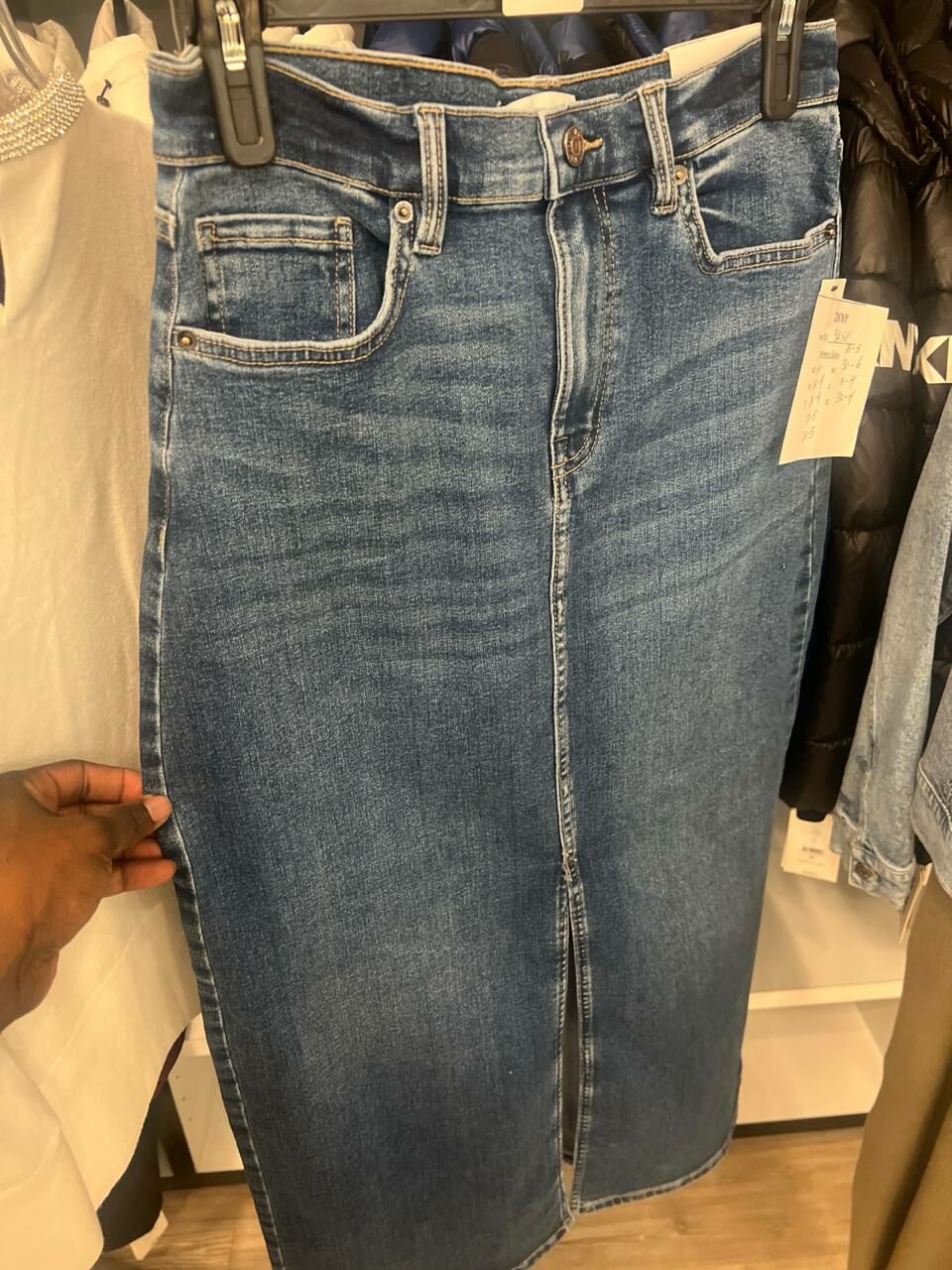 [S] DKNY HIGH RISE MAXI DENIM SKIRT,DEKALB WASH, DJ4K9506-F3J (SD1174)
