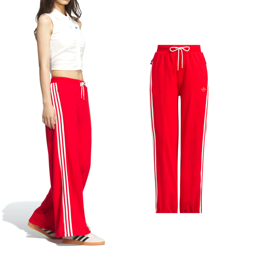 Adidas LNY W Jersey P 女款 紅色 運動 休閒 抽繩 綁帶 寬鬆 口袋 棉質 長褲 JL8437