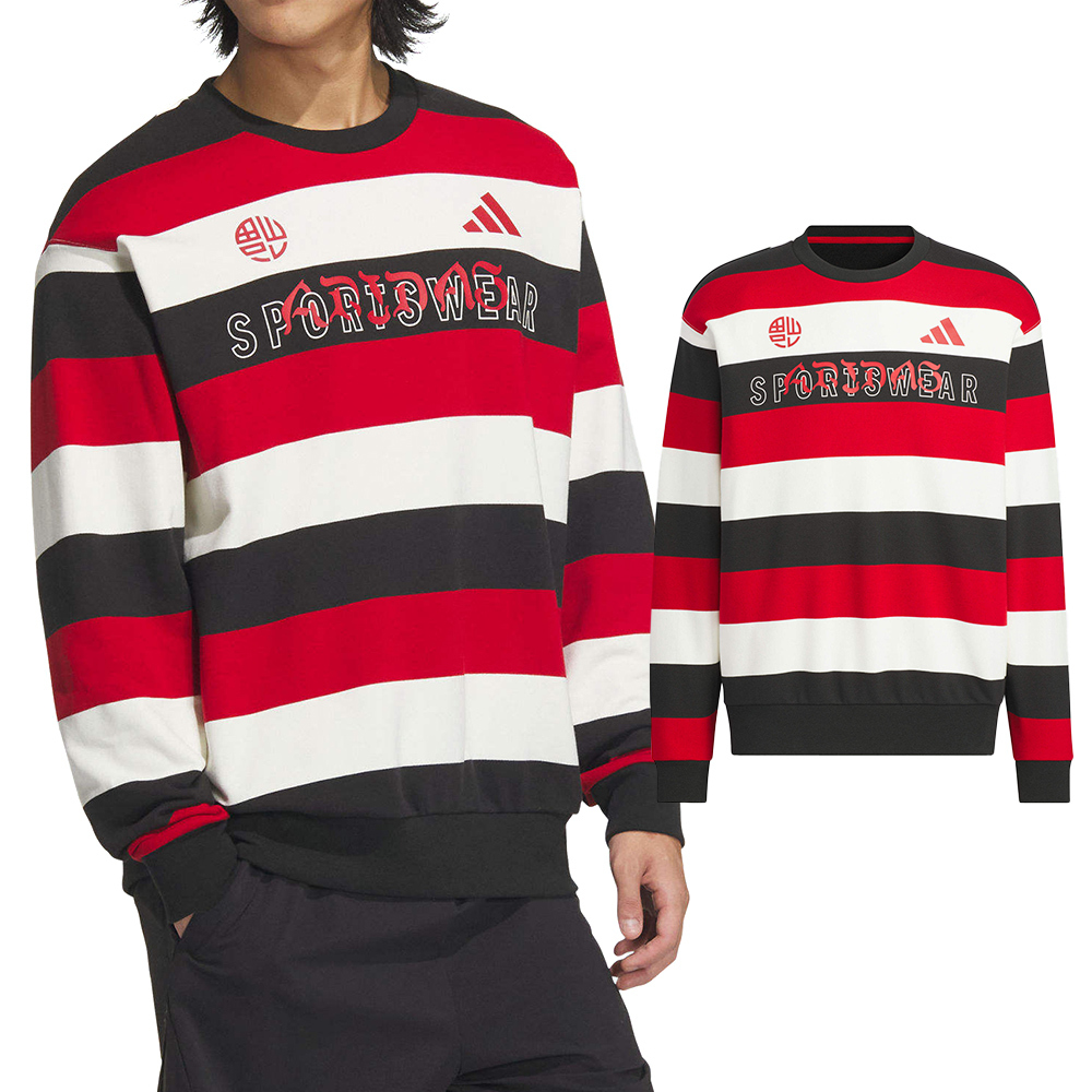 Adidas CM ST Sweat 男款 女款 黑白紅色 運動 休閒 中性 上衣 大學T 磨毛 長袖 JZ4201